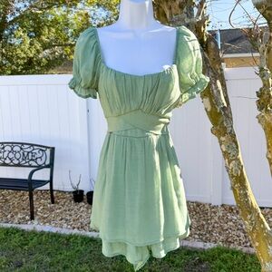 Trixxi Sage Green Puff Sleeve Romper – XL